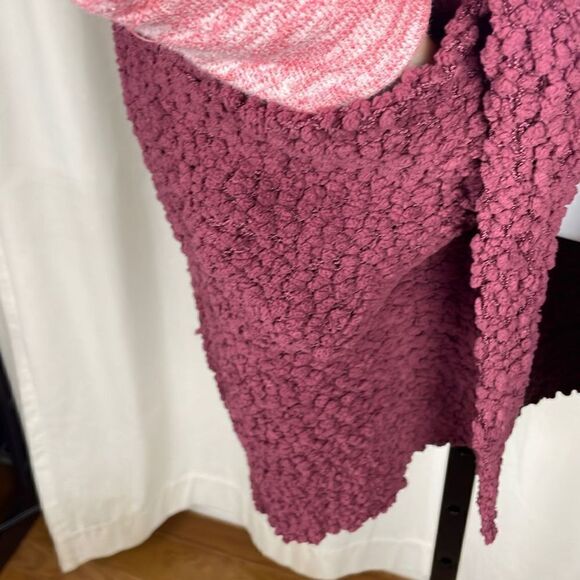 Merokeety Plum Purple Popcorn Chenille Loose Knit Longline Open Front Cardigan S - Picture 5 of 5